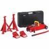 Clarke CGLK1 5-Piece 2 Tonne Trolley Jack, Chock And Axle Stand Set (1T Per Stand)